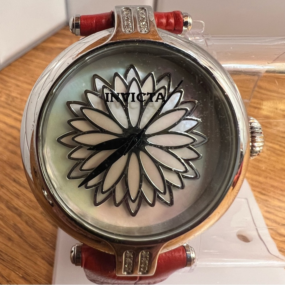 Invicta Watch Wild Flower Edition Model #23581 *New Battery* Red Watch Band